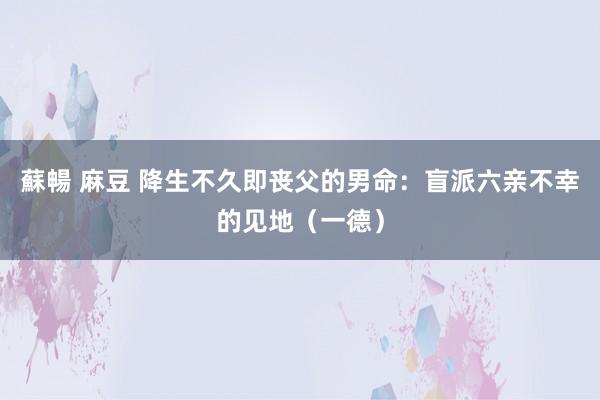 蘇暢 麻豆 降生不久即丧父的男命：盲派六亲不幸的见地（一德）