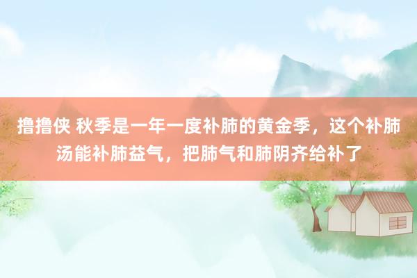 撸撸侠 秋季是一年一度补肺的黄金季，这个补肺汤能补肺益气，把肺气和肺阴齐给补了