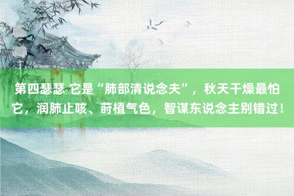 第四瑟瑟 它是“肺部清说念夫”，秋天干燥最怕它，润肺止咳、莳植气色，智谋东说念主别错过！