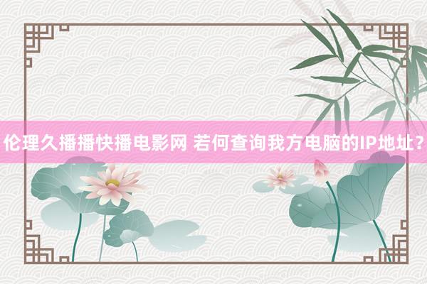伦理久播播快播电影网 若何查询我方电脑的IP地址？